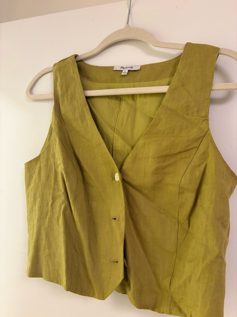 Madewell Green Button Front Vest